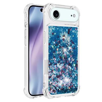 iPhone Air Glitter Quicksand TPU Cover - Blå hjerter