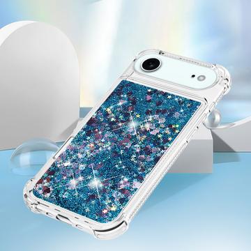 iPhone Air Glitter Quicksand TPU Cover - Blå hjerter