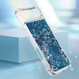 iPhone Air Glitter Quicksand TPU Cover - Blå hjerter