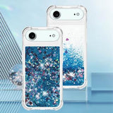 iPhone Air Glitter Quicksand TPU Cover - Blå hjerter