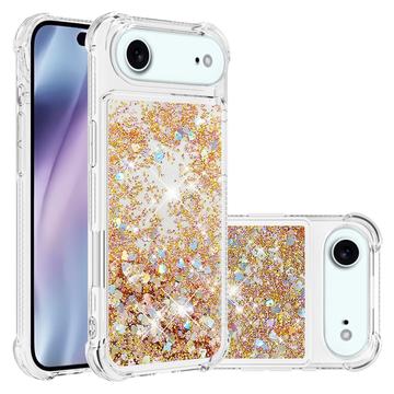 iPhone Air Glitter Quicksand TPU Cover - Guldhjerter
