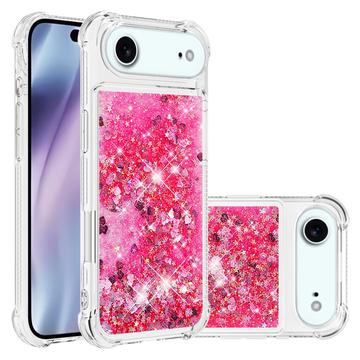 iPhone Air Glitter Quicksand TPU Cover - Lyserøde hjerter