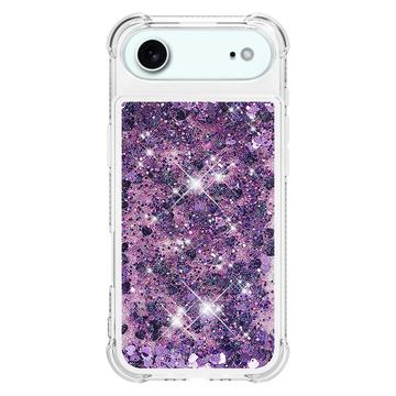 iPhone Air Glitter Quicksand TPU Cover - Lilla hjerter