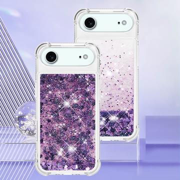 iPhone Air Glitter Quicksand TPU Cover - Lilla hjerter