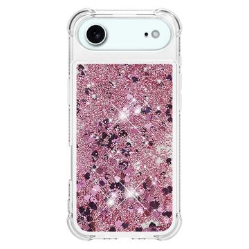 iPhone Air Glitter Quicksand TPU Cover - rosaguldfarvede hjerter