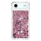 iPhone Air Glitter Quicksand TPU Cover - rosaguldfarvede hjerter
