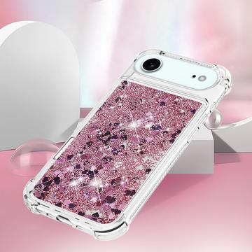 iPhone Air Glitter Quicksand TPU Cover - rosaguldfarvede hjerter
