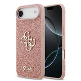 iPhone Air Guess Fixed Glitter 4G Metal Logo Cover - Pink