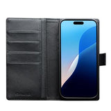 iPhone Air Qialino 2-i-1 aftagelig pung læderetui - MagSafe-kompatibel - Sort