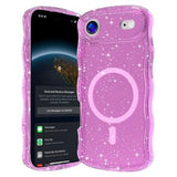 iPhone Air Wave-Edge Laser Glitter MagSafe Cover - Gennemsigtig pink