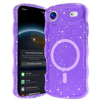 iPhone Air Wave-Edge Laser Glitter MagSafe Cover - Gennemsigtig lilla
