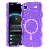 iPhone Air Wave-Edge Laser Glitter MagSafe Cover - Gennemsigtig lilla