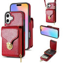 iPhone 17 Alt-i-et cover med pung og rem - rød