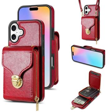 iPhone 17 Alt-i-et cover med pung og rem - rød