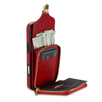 iPhone 17 Alt-i-et cover med pung og rem - rød