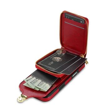 iPhone 17 Alt-i-et cover med pung og rem - rød