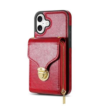 iPhone 17 Alt-i-et cover med pung og rem - rød