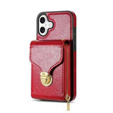 iPhone 17 Alt-i-et cover med pung og rem - rød