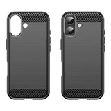 iPhone 17 Børstet TPU Cover - Karbonfiber - Sort