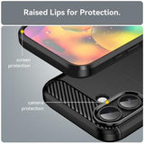 iPhone 17 Børstet TPU Cover - Karbonfiber - Sort