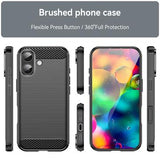 iPhone 17 Børstet TPU Cover - Karbonfiber - Sort