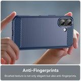 iPhone 17 Børstet TPU Cover - Karbonfiber - blå