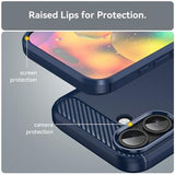 iPhone 17 Børstet TPU Cover - Karbonfiber - blå