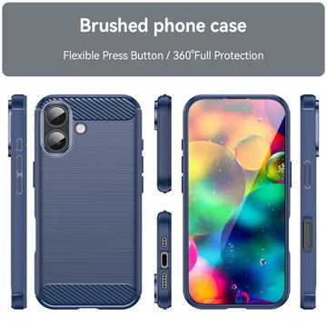 iPhone 17 Børstet TPU Cover - Karbonfiber - blå