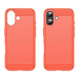 iPhone 17 Børstet TPU Cover - Karbonfiber - rød