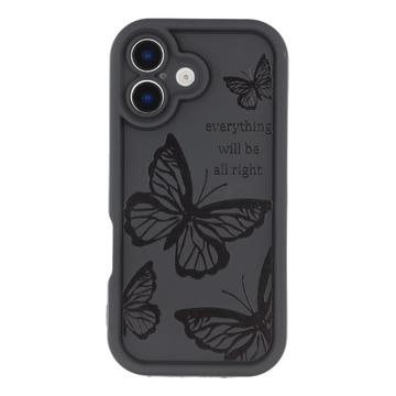 iPhone 17 TPU-cover med Sommerfugleprint - Sort