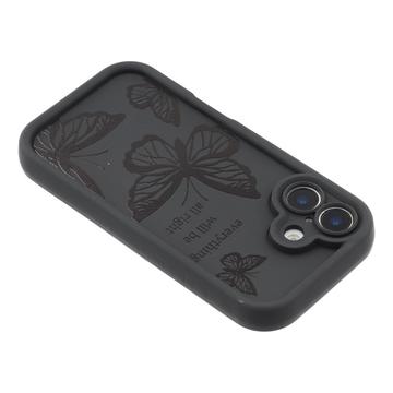 iPhone 17 TPU-cover med Sommerfugleprint - Sort