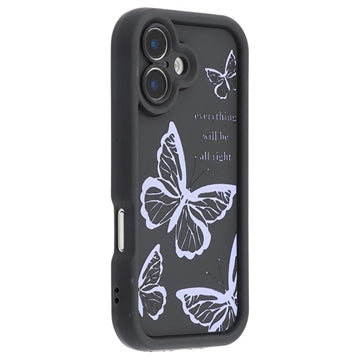iPhone 17 TPU-cover med Sommerfugleprint - Lilla / Sort