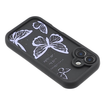 iPhone 17 TPU-cover med Sommerfugleprint - Lilla / Sort