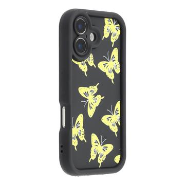 iPhone 17 TPU-cover med Sommerfugleprint - Gul / Sort