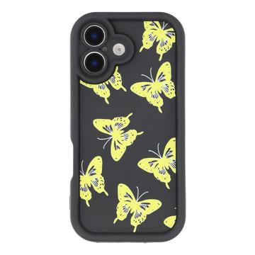 iPhone 17 TPU-cover med Sommerfugleprint - Gul / Sort