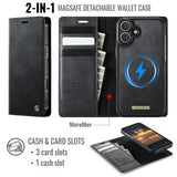iPhone 17 Caseme C49 2-i-1 aftagelig pungetui - MagSafe-kompatibel, RFID - Sort