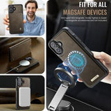 iPhone 17 Caseme C49 2-i-1 aftagelig pungetui - MagSafe-kompatibel, RFID - Kaffe