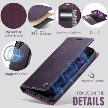 iPhone 17 Caseme C49 2-i-1 aftagelig pungetui - MagSafe-kompatibel, RFID - Lilla