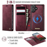 iPhone 17 Caseme C49 2-i-1 aftagelig pungetui - MagSafe-kompatibel, RFID - Rød
