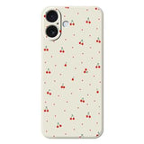 iPhone 17 TPU-cover med kirsebærmønster - Beige