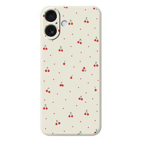 iPhone 17 TPU-cover med kirsebærmønster - Beige