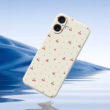 iPhone 17 TPU-cover med kirsebærmønster - Beige