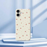 iPhone 17 TPU-cover med kirsebærmønster - Beige