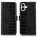 iPhone 17 Crocodile Series Læderpung med RFID - Sort