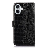 iPhone 17 Crocodile Series Læderpung med RFID - Sort