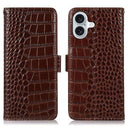 iPhone 17 Crocodile Series Læderpung med RFID - Brun
