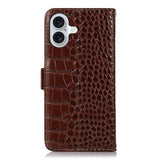 iPhone 17 Crocodile Series Læderpung med RFID - Brun