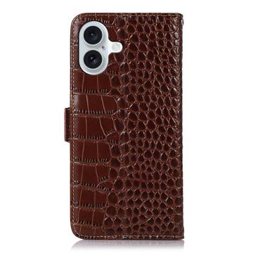 iPhone 17 Crocodile Series Læderpung med RFID - Brun