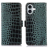 iPhone 17 Crocodile Series Læderpung med RFID - Grøn