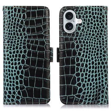 iPhone 17 Crocodile Series Læderpung med RFID - Grøn